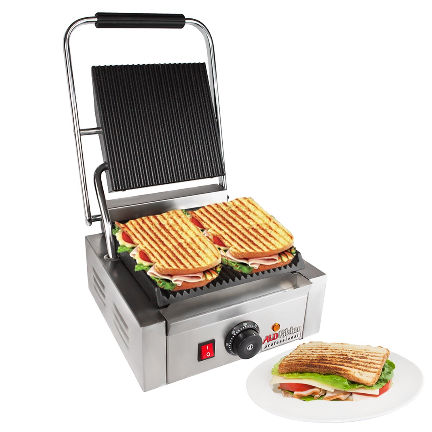 ALDKitchen Panini Press | Sandwich Maker Machine | Cast-Iron Plates ...